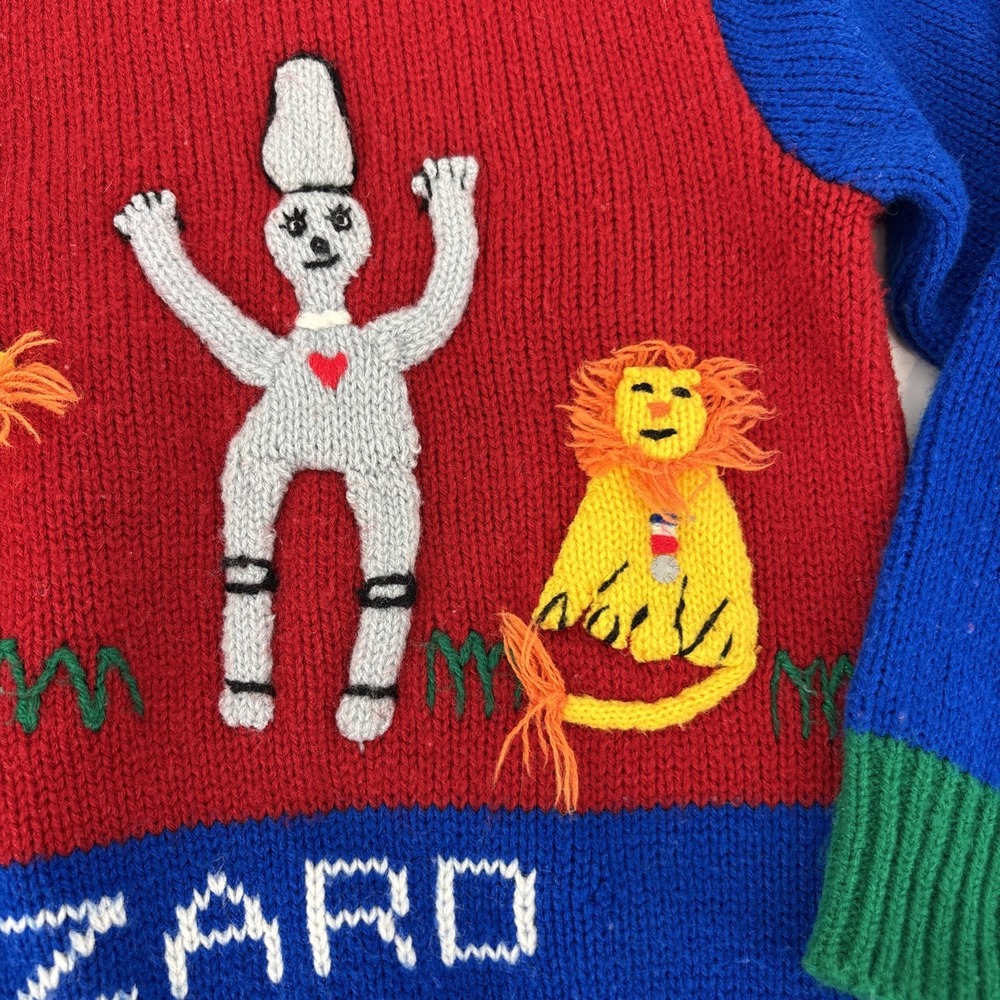 Harlequin Designs Wizard of Oz embroidered sweater Child Size 4 VTG 80s Rare 3D - Picture 3 of 7